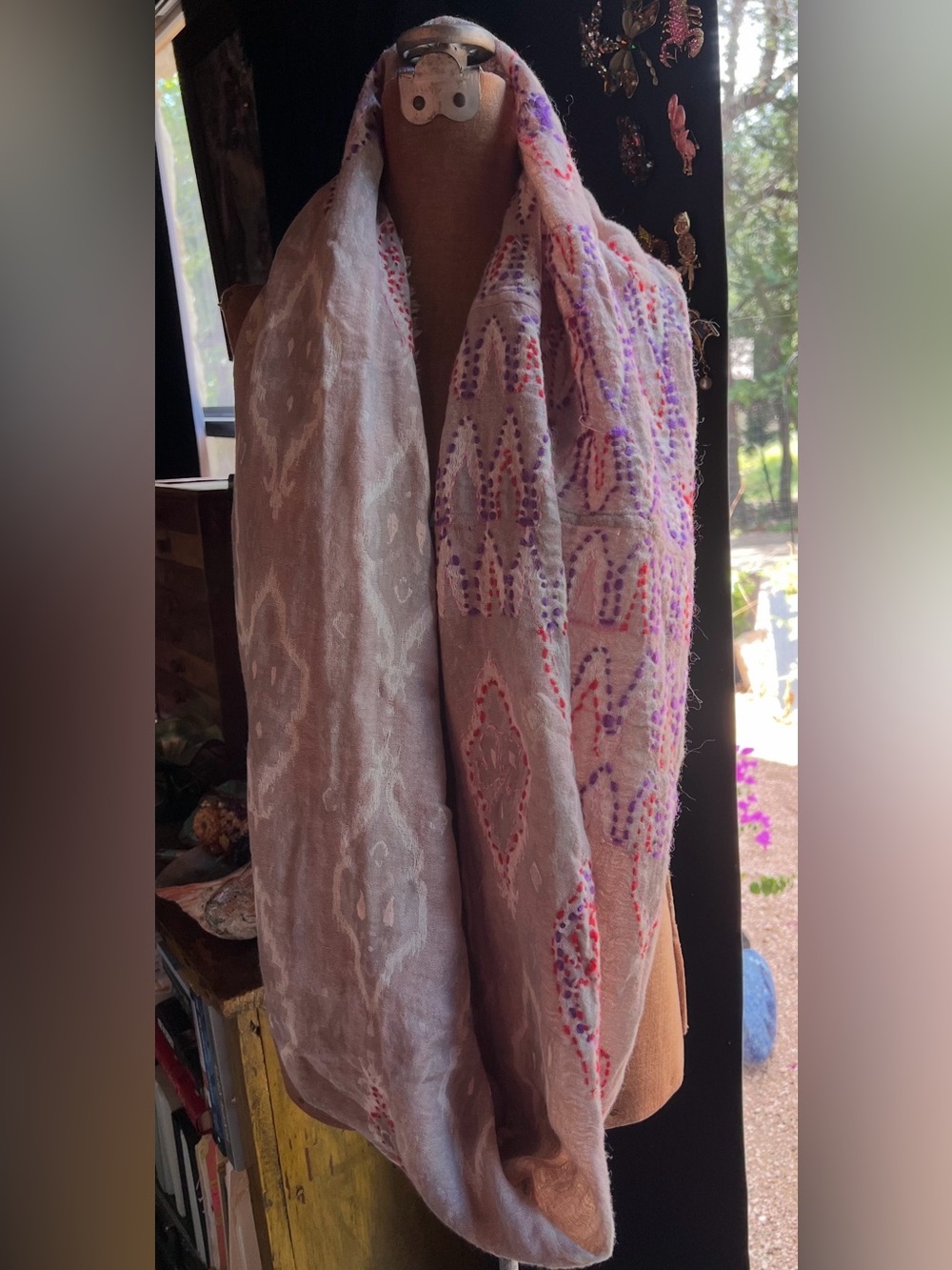 VISNAYA Embroidered Bohemian scarf Witch’s estate sale/Practical Magic vibes